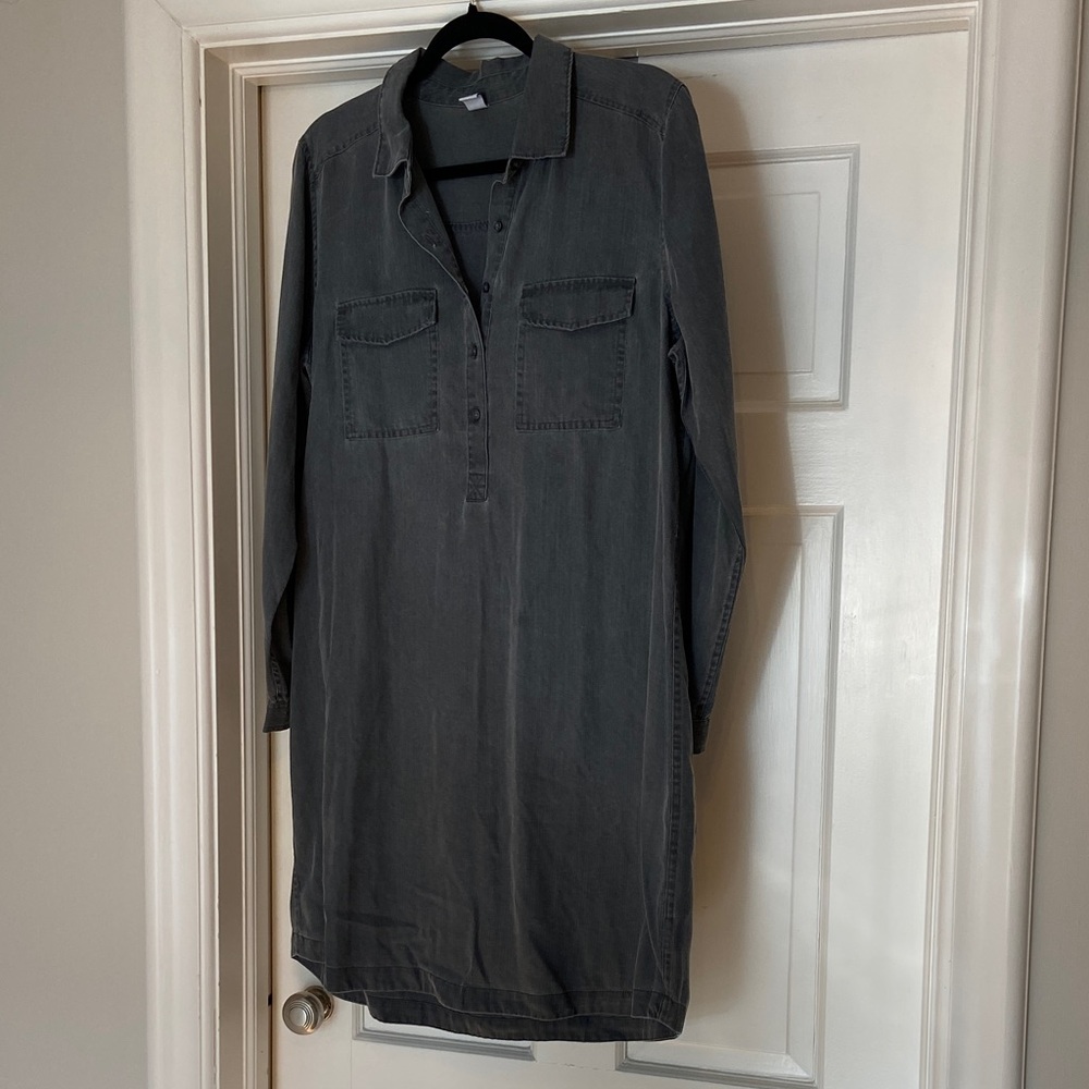 Gray Long-Sleeve Old Navy Shirt Dress